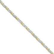 KEVIN JEWELERS 14K Two-Tone Gold 1cttw Baguette Diamond Bracelet