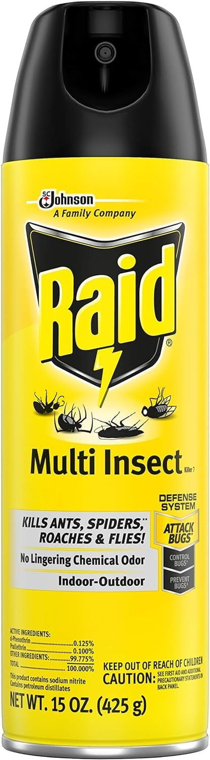 Raid Multi Insect Killer Spray - Kills Ants, Roaches, Spiders, Flies - 15 Oz, Pack of 4