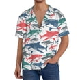 thumbnail image 3 of Wukai Colorful Shark Men's Casual Short-Sleeve Button Down Shirt - Lightweight Summer Dress Shirt for Daily Wear-3X-Large, 3 of 7