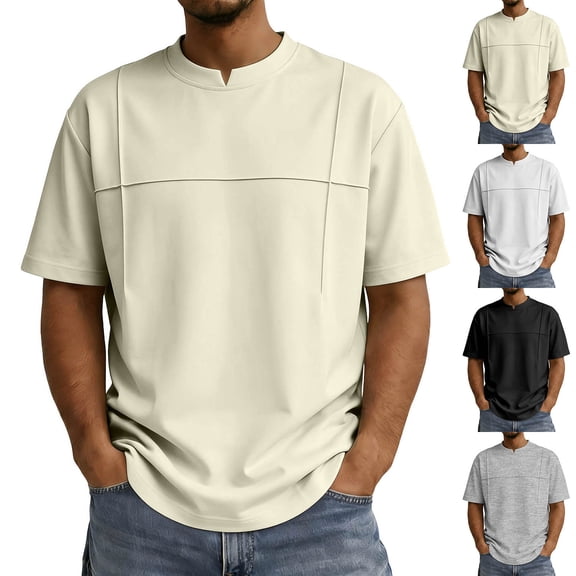 FRSASU Men's Crew Neck Basic Oversized Tshirts Half Sleeve Plain Loose Fit Summer Pullover Tops White