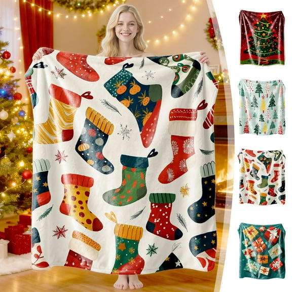 VBODN Christmas Blankets and Throws,Christmas Blankets and Throws $10.00,Christmas Cozy Oversized Couch Throw Blanket,for Holiday Party Home Decorations