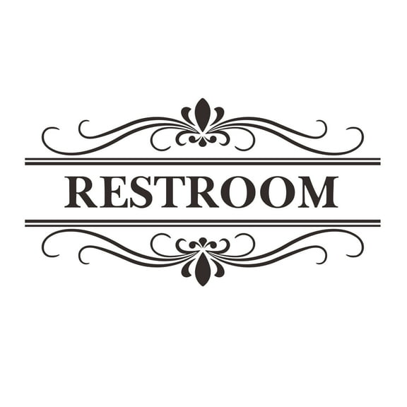 thovorrnl Restroom Wall Decals, Peel and Stick Vinyl Wall Art Vinyl Bathroom Sticker for Home Office Decor, Black