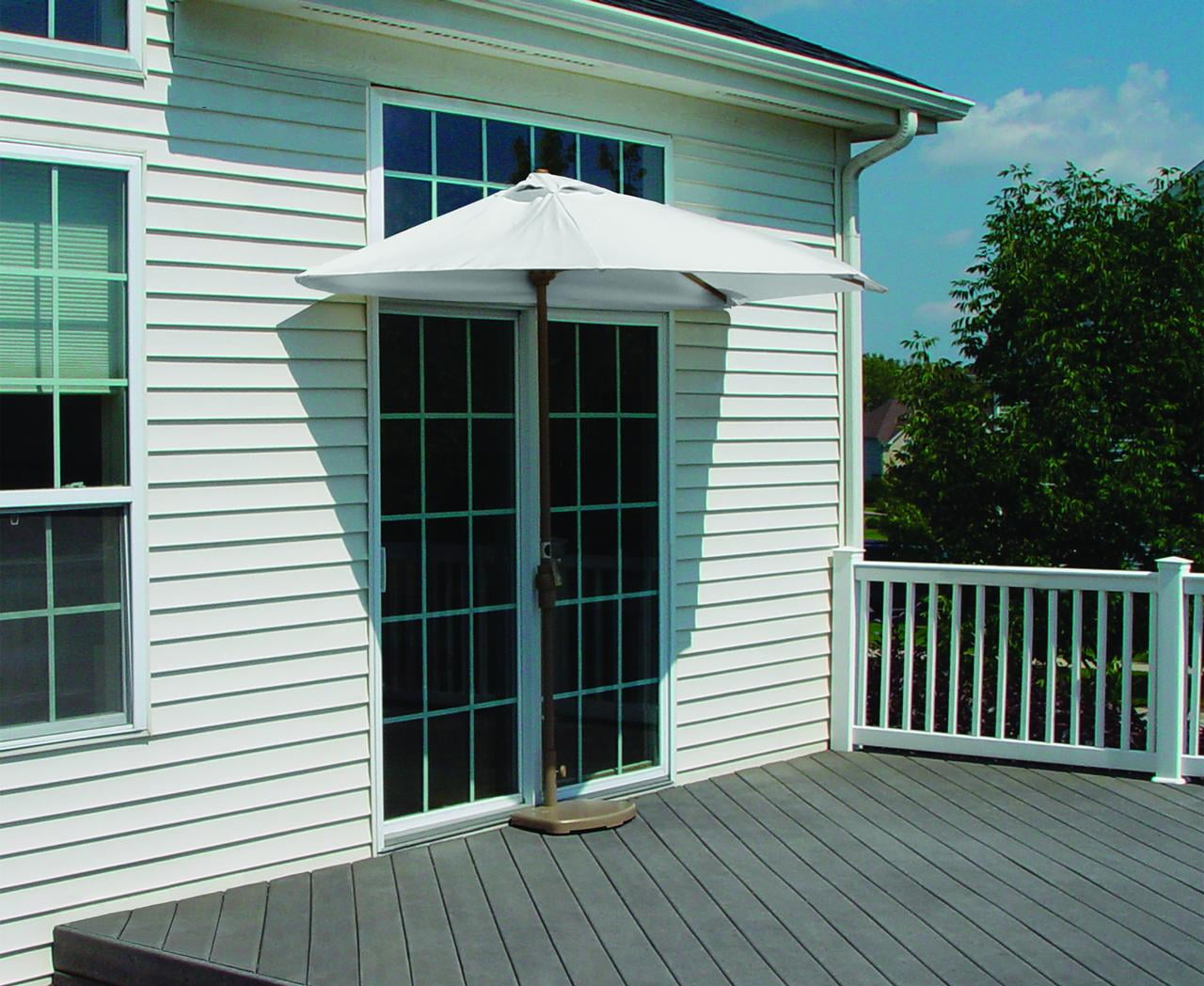 Blue Star Group Off-The-Wall Brella Natural Sunbrella Half Umbrella, 7.5'-Width, White Canopy