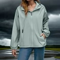 thumbnail image 2 of XPMWRP Women's Waterproof Hooded Casual Jacket Loose Windbreaker Long Sleeved Coat Solid Color Stand Collar Zipper Jacket With Pockets Green XXL, 2 of 9
