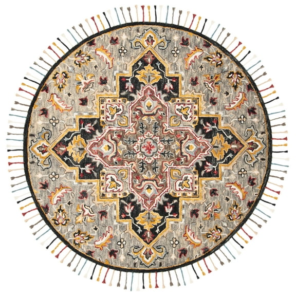 SAFAVIEH Aspen Eilish Oriental Wool Area Rug, Grey/Charcoal, 9' x 9' Round