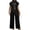 A Black, variant on Women's 2 Piece Outfits Lounge Sets Women Spring And Summer Solid Color Irregular Tops Wide-Leg Pants Suit Beige L
