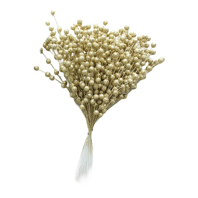 Tallos Artificiales Bayas Simulación Ramos de Plantas Manualidades de Plástico DIY para Oro B