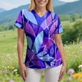 thumbnail image 4 of COMVALUE Scrub Tops Women Short Sleeve Plus Size V Neck Fun Printed Scrubs Top Medical Nursing Uniforms with Pockets (Purple, S), 4 of 9