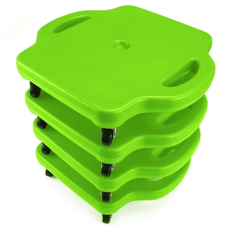 - 4pack 16in Gym Class Scooter Board w/Safety Handles - Green
