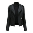 thumbnail image 1 of CEHVOM Women's Slim Leather Stand Collar Zip Motorcycle Suit Coat Jacket Tops, 1 of 4