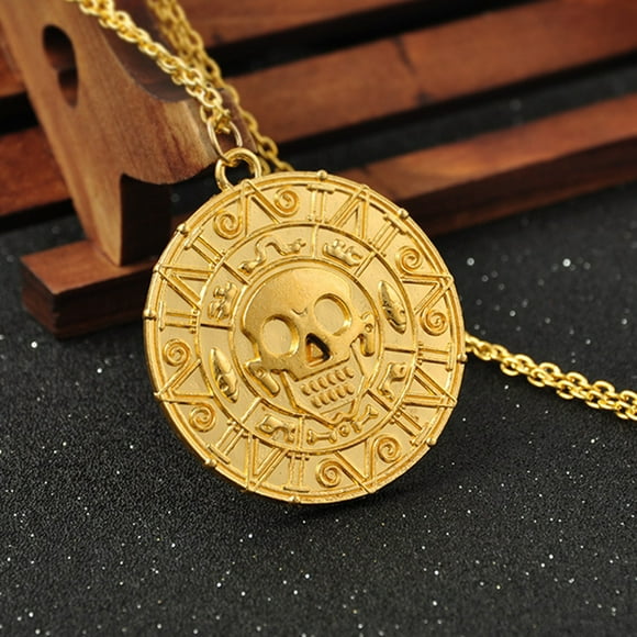 Boys Alloy Skull Coin Pendant Necklace Men Sweater Chain Necklace Jewelry Baohd