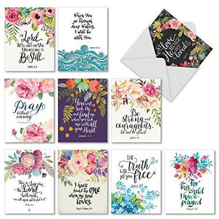 M2380ocb Holy Sentiments 10 Assorted All Occasions Cards Featuring Inspirational Bible Verses Combined With Beautiful Floral Images With Envelopes