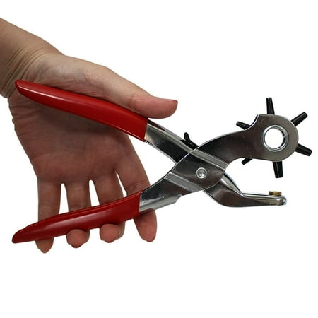 Hole Punch  Heavy Duty Leather Hole Puncher  for Belts  Watch Bands  Straps  Dog Collars  Saddles  Shoes  Fabric  Punching & Piercing Tool with 6-Hole Rotating Head