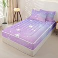 thumbnail image 2 of Manfei Sparkling Stars Print Zipper Twin Comforter Sets with Fitted Sheet and 2 Pillowcases,Gradient Lavender Galaxy Zipper Bedding Set,Colorful Stars Reversible,4pcs, 2 of 8