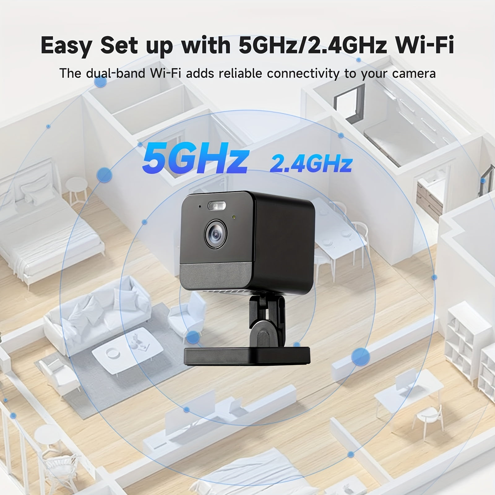 2.4G/5G WiFi Security Camera, Indoor Home/Baby/Pet Monitor, Full Color Night Vision, Motion Detection, 2-Way Audio & Siren, Cloud/SD Card, Smartphone App, USB Powered