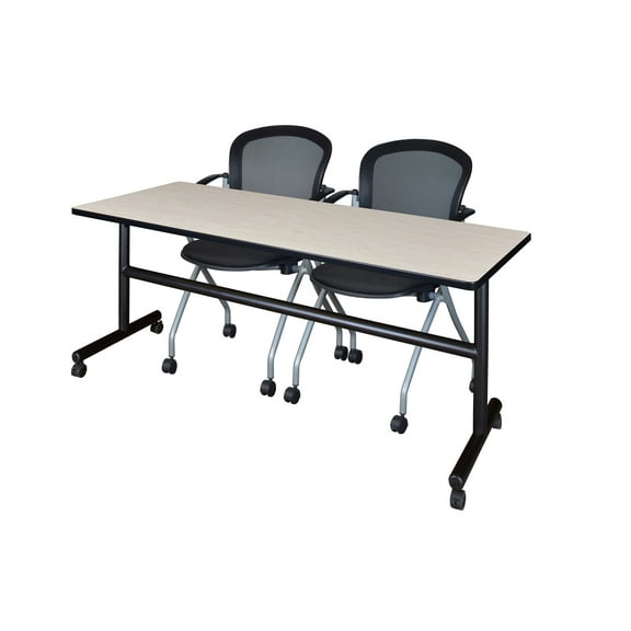 Regency Kobe 72 x 24 in. Flip-Top Training Nesting Table- Maple, 2 Cadence Nesting Chairs