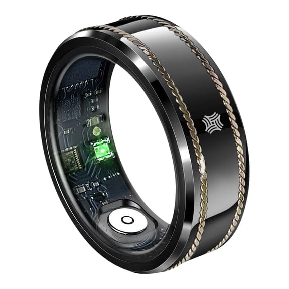 Pachira Smart Ring, Dual 14K Gold Inlays, Fitness/ Sleep/ Stress/ Heart Rate/ SpO2 Tracker, No App Subscription, Waterproof, 7-Day Battery Life, 170 Sports Modes, iOS & Android Compatible, Black (7)