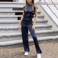 thumbnail image 5 of Tqcoqu Jumpsuits for Women Trendy Loose Cap Sleeves Backless Wide Leg Pants Jumpsuit Business Party Sets Clothes,Navy,Women's XS-XL, 5 of 7