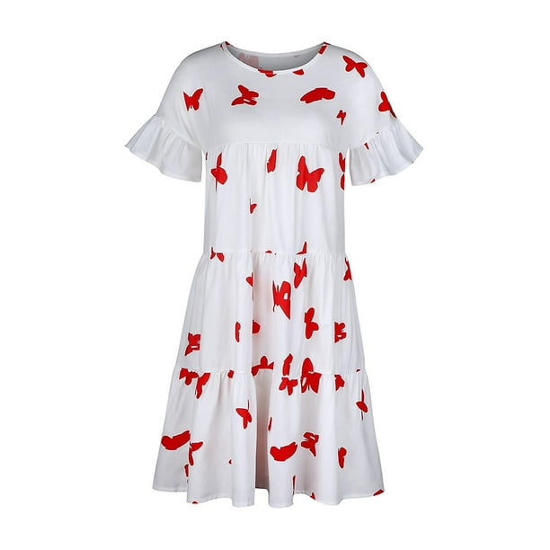 Vestido HUOGUO casual holgado con estampado de mariposas para mujer