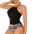 thumbnail image 6 of pimelu Bathing Suit Womens Swimsuits Two Piece Swimsuits for Women Tankini Sets Slim Strap Halter Tankini Sets with Drawstring Summer Vintage Leopard Swimwear with Trunks, 6 of 7