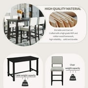 Harper & Bright Designs 5 Piece Dining Table Set Counter Height Dining Set with Classic Elegant Rectangel Table and 4 Padded Chairs for Kitchen Dining Room, Black and Beige