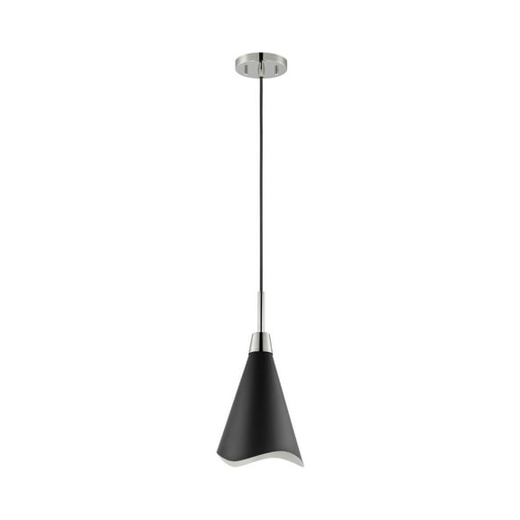 60/7472-Nuvo Lighting-Tango - 1 Light Small Pendant In Mid-Century Modern Style-16 Inches Tall and 7.88 Inches Wide-Matte Black/Polished nickel Finish
