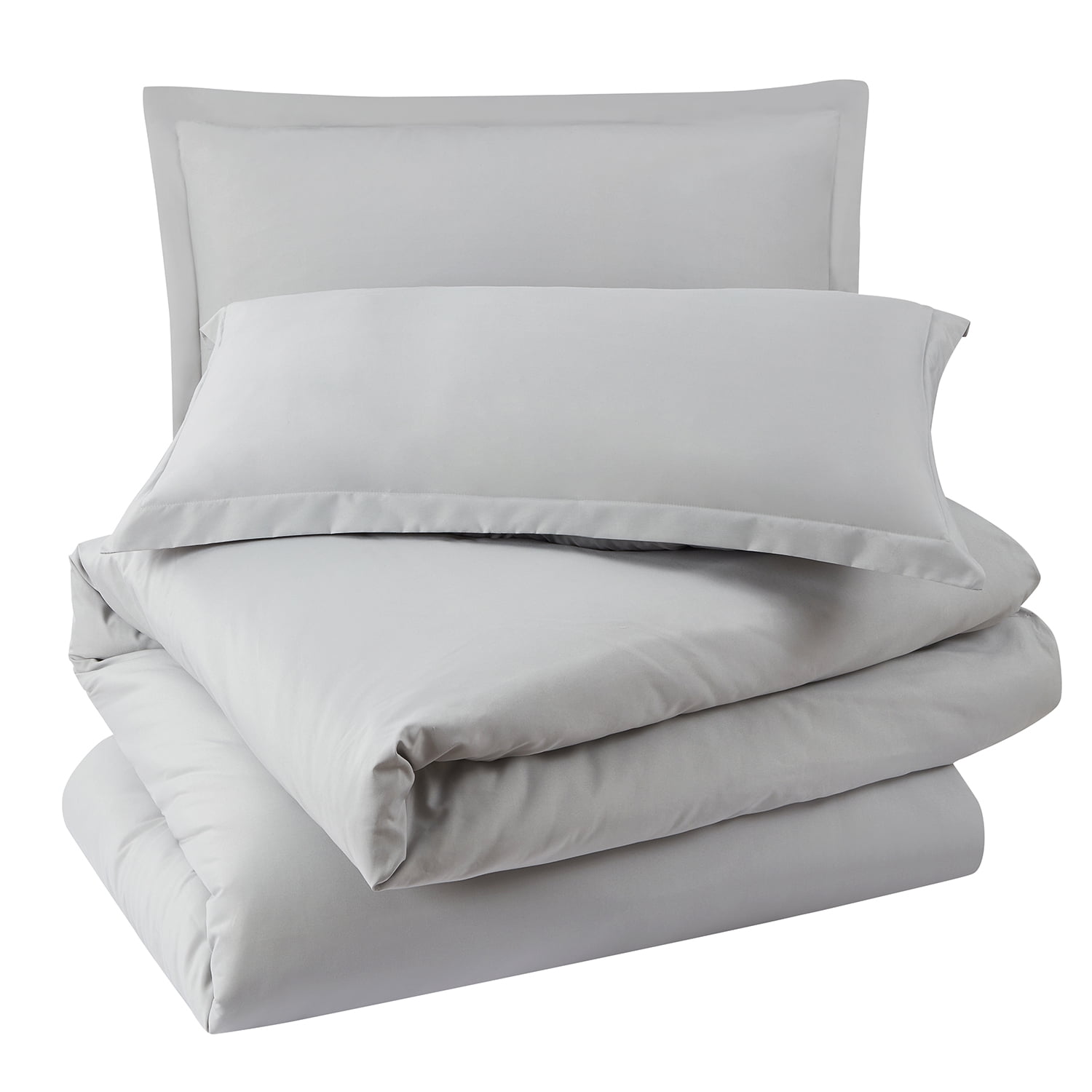 LammaLoe Duvet Cover Queen, Luxury Microfiber Bedding Sets with 2 Pillow Shams,Silver Grey