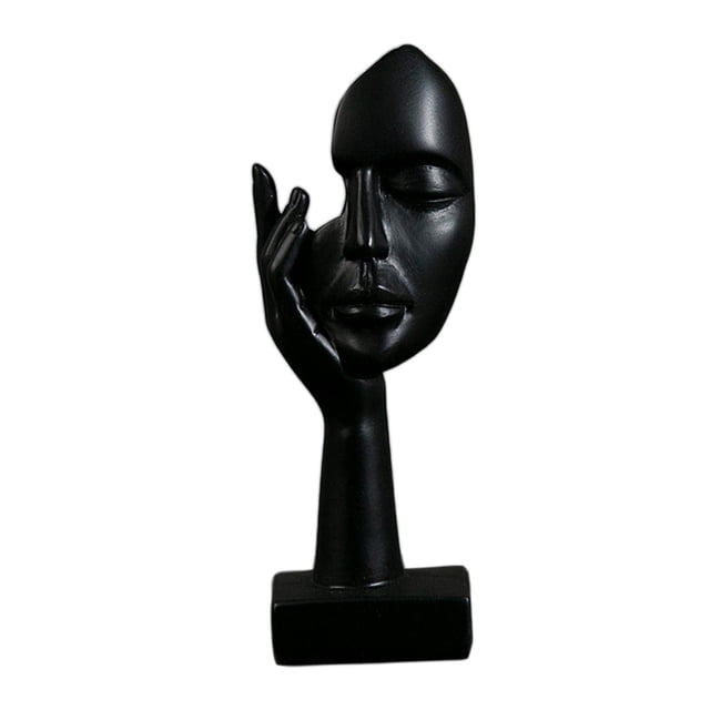 Ounissouiy Estatua creativa simple del arte de la cara de las mujeres para la decoración del dormitorio de la sala de estudio negro Type3 NO3