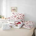 thumbnail image 6 of Homewish Watercolor Cherry Bedding Comforter Set 7 Pieces for Girls, Kawaii Bowtie Full Bedding Set, Tropical Fruit Leaves Fitted Sheet Flat Sheet, Red White Home Decor, 6 of 8