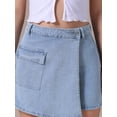 thumbnail image 5 of INSPIRE CHIC Women's Denim Shorts Cargo Faux Wrap High Waisted Jean Mini Shorts S Light Blue, 5 of 6