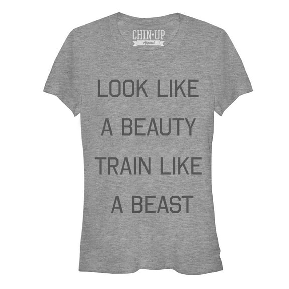 Junior's CHIN UP Beast  Graphic Tee Athletic Heather Large