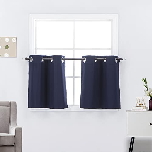 2 Panels Thermal Insulated Short Blackout Tier Curtains 36 Inches Long