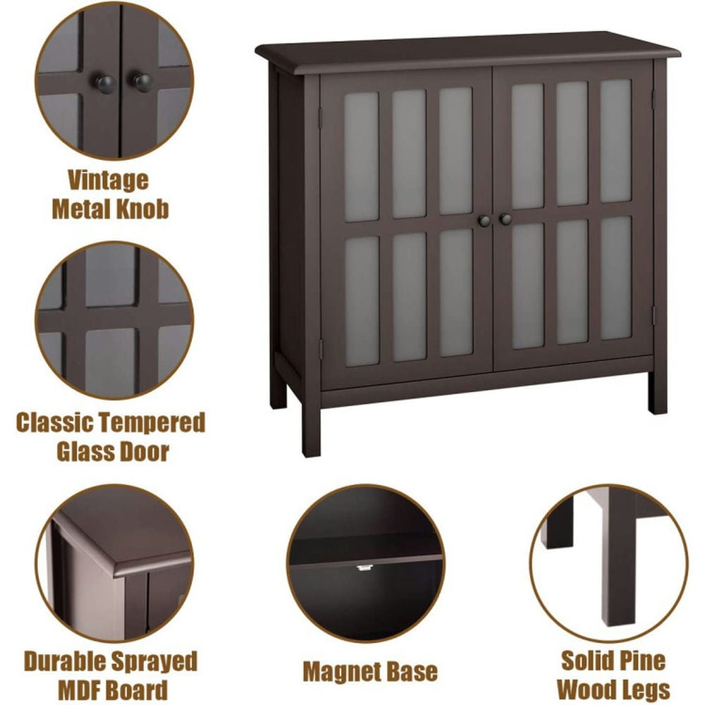 Finihen Kitchen Storage Cabinet, Buffet Sideboard, Glass Door Sideboard Console Storage Buffet Cabinet, for Dining Room, Kitchen, Living Room, Brown Finihen Kitchen Storage Cabinet, Buffet Sideboard, Glass Door Sideboard Console Storage Buffet Cabinet, for Dining Room, Kitchen, Living Room, Brown
