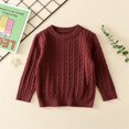 thumbnail image 3 of GYRATEDREAM Kids Boys Girls Cable Knit Slim Fit Sweaters Long Sleeve Crewneck Chunky Pullover Cute Knitwear Fall Jumper Tops for 3-4Y Red, 3 of 8