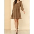 thumbnail image 6 of Allegra K Women's Solid Cute V Neck Half Sleeve Flowy a-Line Chiffon Dress, 6 of 7