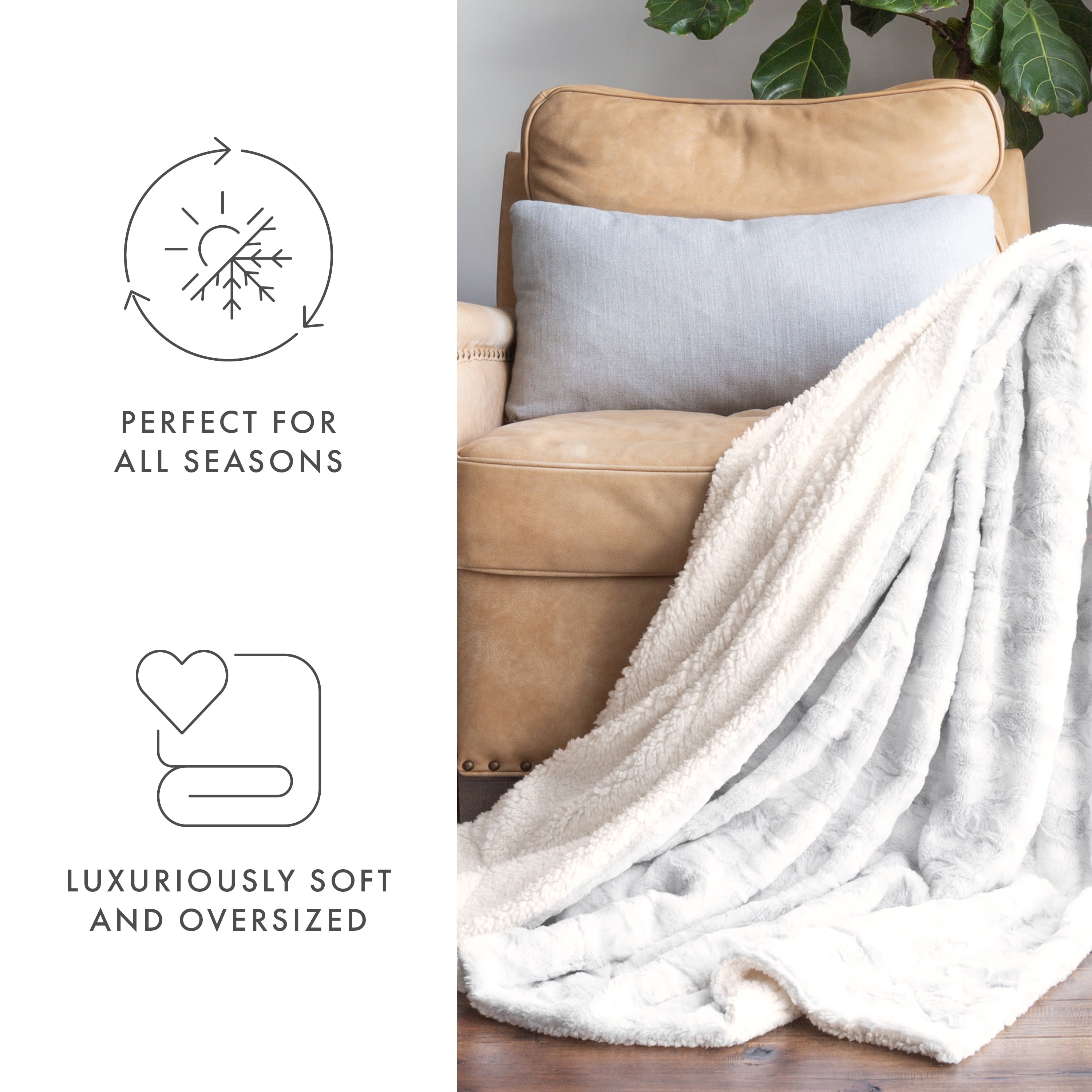 Noble Linens Faux Fur Tie Dye Throw Blanket, Light Gray, Standard Throw