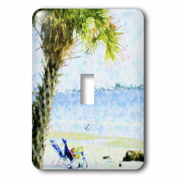 3dRose, Blue Green Palm On Sanibel Beach, single toggle switch
