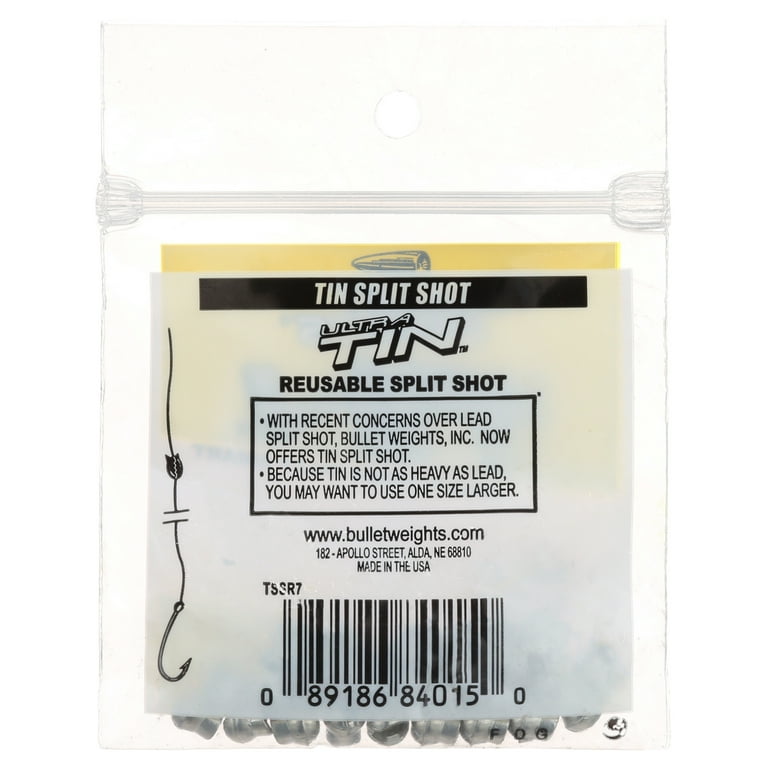 Bullet Weights® TSSR7-24 Ultra Tin™ Reusable Split Shot Size 7 Fishing  Weights