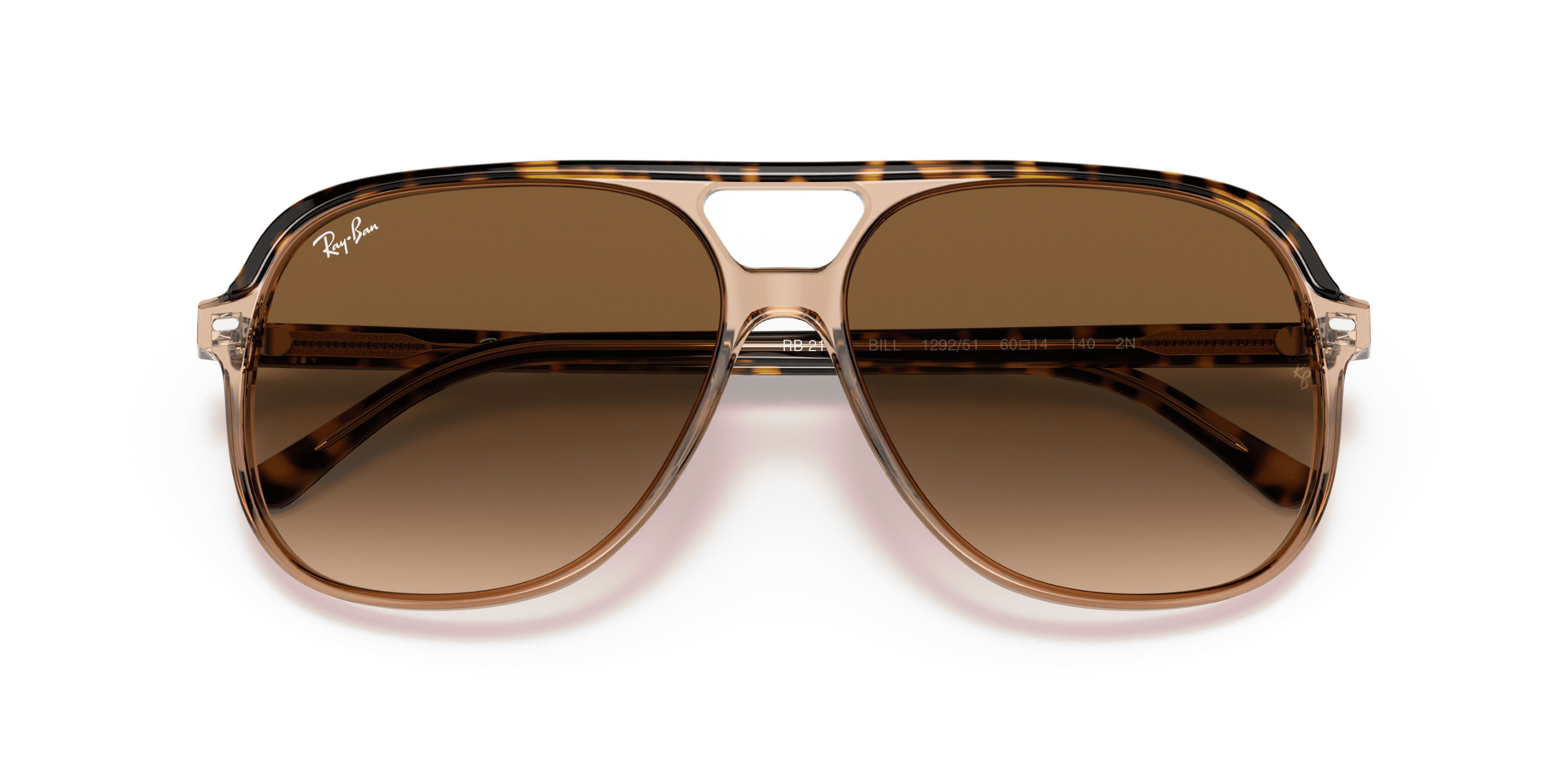 Ray-Ban Bill Sunglasses, Square Eyeglasses with Case, Havana On Transparent Brown/Light Brown Gradient, Size 56
