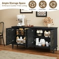 thumbnail image 3 of 62.98" Retro Hollow-Carved 4 Door Cabinet, Storage Sideboard Buffet Accent Cabinet for Living Room, Blue, 3 of 7