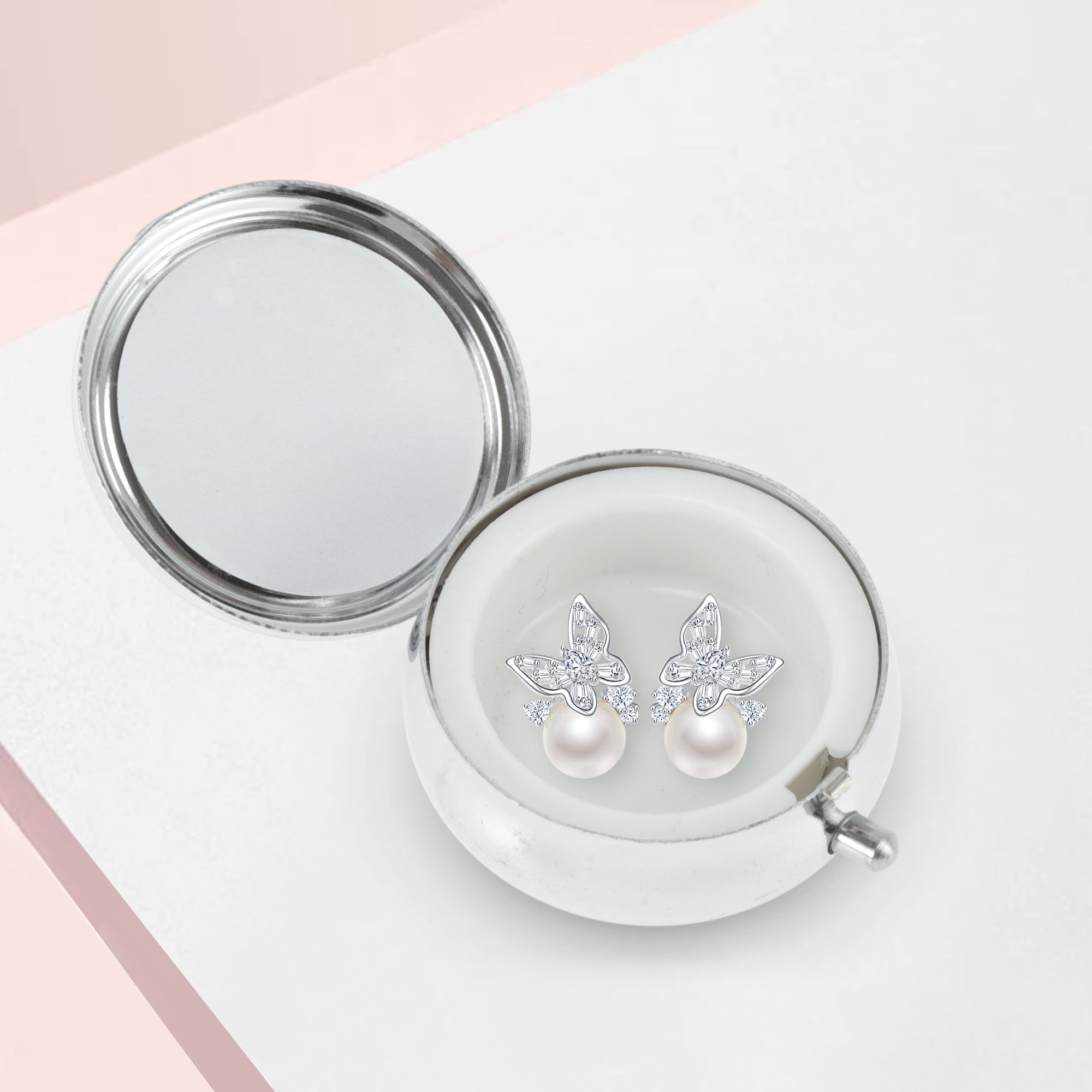 Unique Bargains Round Single Compartment Pill Cases Silver Tone 1 Pc [4.5cm Diameter]