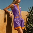 thumbnail image 5 of Elvqul Summer Shorts for Women Loose Rompers Wide Leg Sleeveless Beach with Pockets Holiday Womens Shorts Solid, 5 of 8