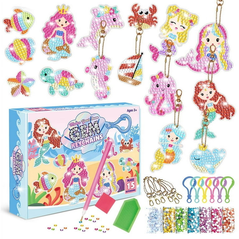 Kids Craft Kits DIY Keychain Cute 3D Stickers Set for Girls, Kawaii  Keychain Making Kit with Acrylic Blanks Craft and Art Supplies for Kids  Ages 4 5 6