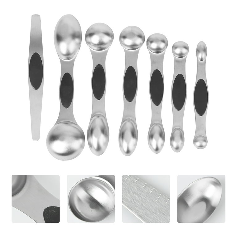 7PCS Stainless Steel Double Head Measuring Spoons Magnetic Measurement  Teaspoon Tablespoon for Dry and Liquid Ingredients