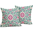 thumbnail image 4 of Ryan; Teal Hot Pink Boho Pillow Covers 18x18Inch Bohemian Ethnic Carpet Style Vintage Flower Print Decorative Throw Pillows Outdoor Square Cushion Case Farmhouse Decor for Sofa Bed Set of 2, 4 of 8