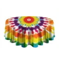 thumbnail image 5 of Tie Dye Rainbow Concentric Circles Pattern Round Tablecloth 60"x60",Wrinkle Wipeable Table Cloth for Kitchen Dining Room Picnic Patio Party, 5 of 6