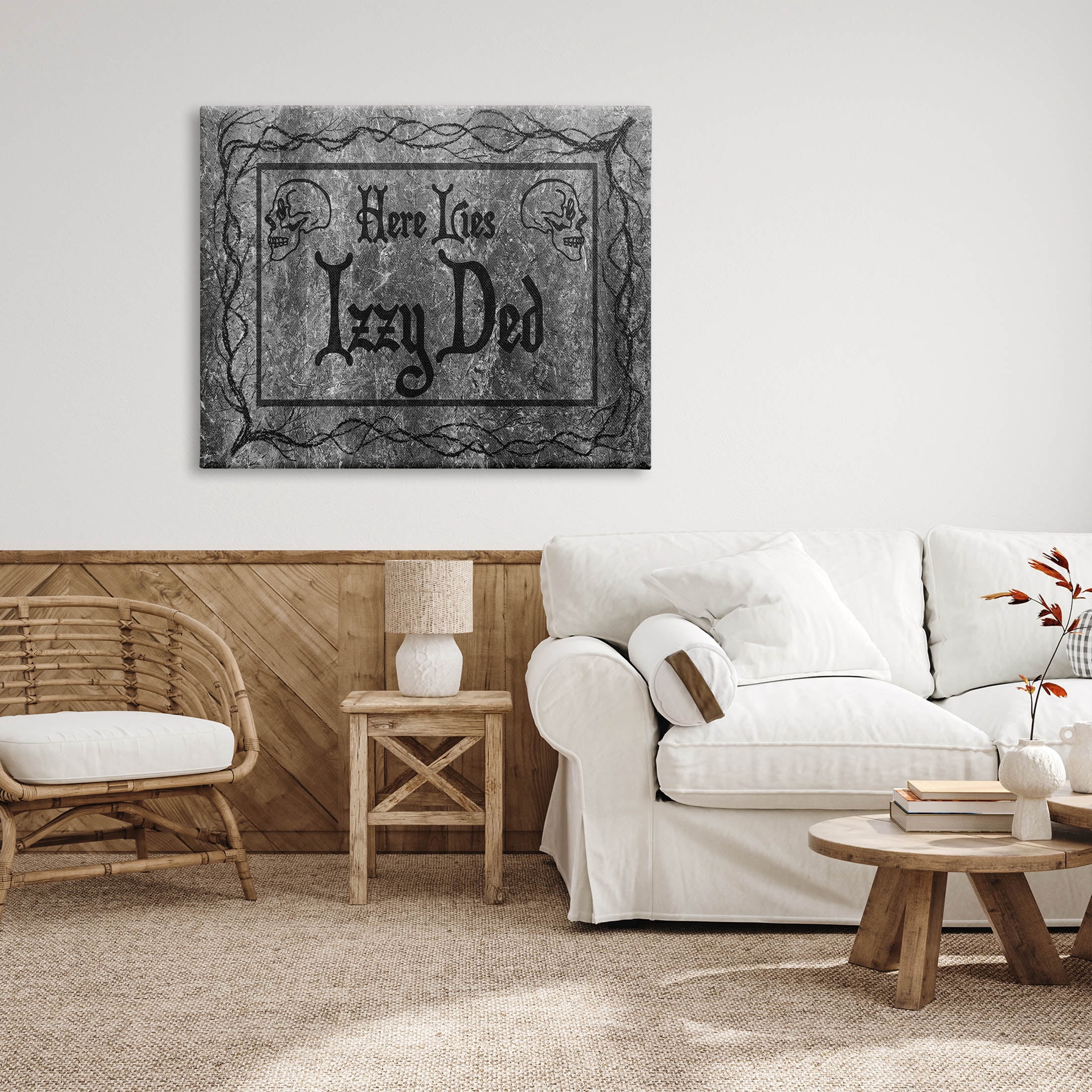 Stupell Industries Here Lies Izzy Ded Gravestone Graphic Art Gallery Wrapped Canvas Print Wall Art, Design by Lil' Rue