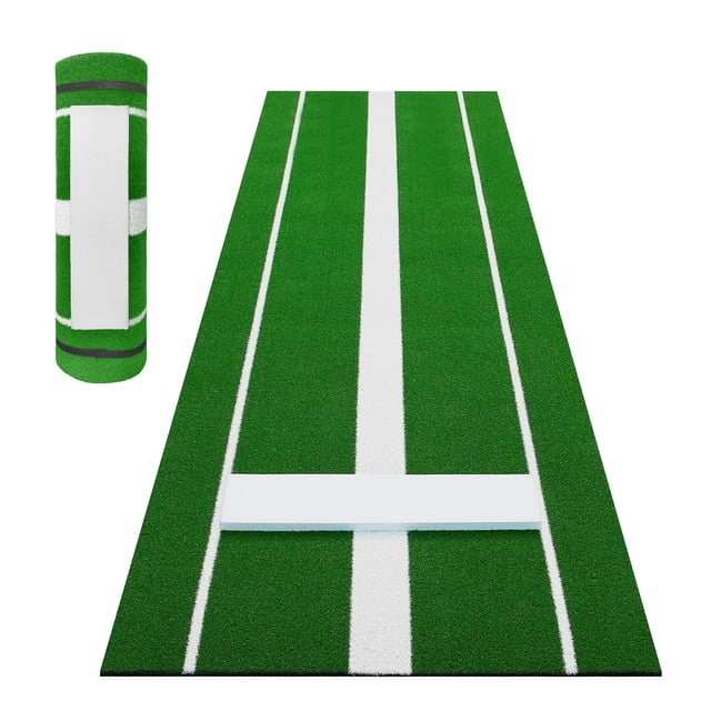 Yiwa 10x3 ft Professional Softball Pitching Mat, All-Weather Mat with Rubber Base and UV-Resistant Turf, Great for Indoor and Outdoor Softball Training and Practice