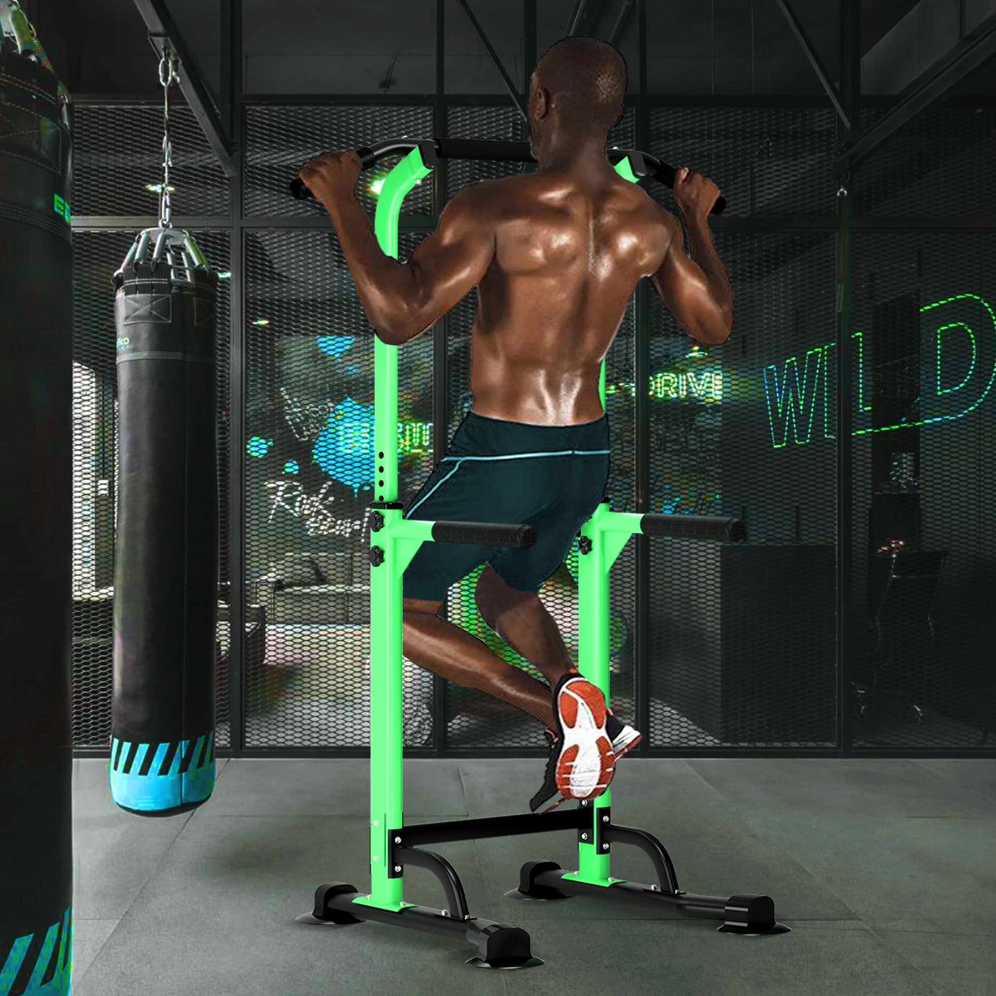 SogesPower Adjustable 83"H Pull up Bar Power Tower Multifunctional Fitness Station for Home