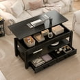 thumbnail image 4 of GUNAITO Lift Top Coffee Table with 2 drawers,Wooden Convertible Coffee Table with Storage for Living Room,center Table,Black,42", 4 of 9